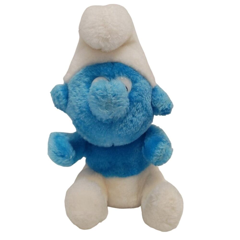 Vintage 1980 Peyo Wallace Berrie Smurfs 8" Blue Stuffed Plush Toy